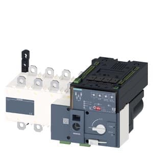 SIEMENS SENTRON, 3KC, SENTRON, ATE, TRANSFER SWITCHING EQUIPMENT 3KC, AUTOMATICALLY, ATSE, 4- POLE, IU: 250 A, UE AC: 415 V, IE AT AC-33 B AT 415 V: 200 A, IE AT AC-23 A AT 690 V: 125 A, SCREW MOUNTING, MOTORIZED OPERATING MECHANISM