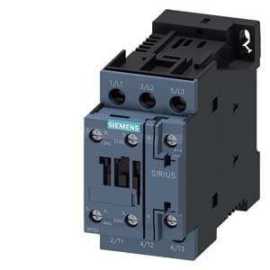SIEMENS CONTACTOR, 3RT, 3P, 38A, 18,5kW, 1NO+1NC, SIZE S0