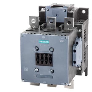 SIEMENS MOTOR STARTER CONTACTOR, 3RT5, 3P, 300...330A, 160kW, 2NO+2NC, 220...240VAC/DC COIL, SIZE S10