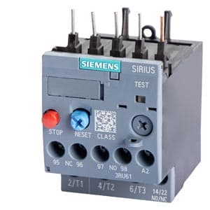 SIEMENS MOTOR STARTER OVERLOAD, 3RU6, 4,5...6,3A, SIZE S00, FOR MOUNTING ON CONTACTOR