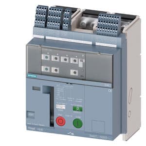 SIEMENS MCCB, 3VA2, 3P, 500...1250A, 85kA, WITH 4 AUX, TRIP ALARM SWITCH, SHUNT RELEASE AND UNDERVOLTAGE RELEASE, ADJUSTABLE TYPE, ETU360-LSIG