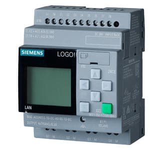 SIEMENS LOGO, 24CE, LOGIC MODULE, DISPLAY PS/I/O: 24 V/24 V/24 V TRANS, 8 DI (4 AI)/4 DQ, MEMORY 400 BLOCKS, MODULAR EXPANDABLE