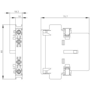 SIEMENS ACC MOTOR STARTER CONTACTOR, 3RT5, LATERALLY MOUNTABLE AUXILIARY SWITCH BLOCKS, 1NO+1NC, SIZE S2 TO S12 - Gambar 3