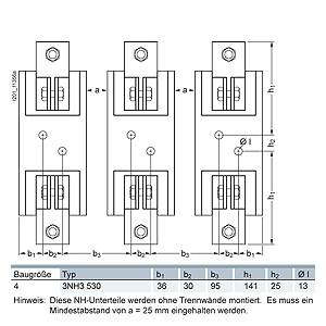 SIEMENS ACC FUSE, 3NH, LV HRC FUSE BASE Sz. 4, 1-POLE 1250 A, 690 V FLAT TERMINAL - Gambar 3