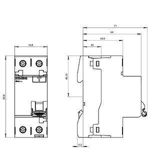 SIEMENS RCCB, 5SV4, 1P+N, 25A, 30mA, 230VAC - Gambar 3