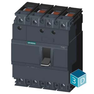 SIEMENS MCCB, SWITCH DISCONNECTOR 3VA1 IEC FRAME 160 4-POLE SD100, In=125A WITHOUT OVERLOAD PROTECTION W/O SHORT-CIRCUIT PROTECTION CLAMP CONNECTION - Gambar 4