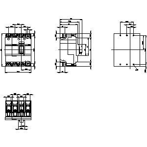 SIEMENS MCCB, SWITCH DISCONNECTOR 3VA1 IEC FRAME 160 4-POLE SD100, In=125A WITHOUT OVERLOAD PROTECTION W/O SHORT-CIRCUIT PROTECTION CLAMP CONNECTION - Gambar 3