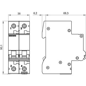 SIEMENS MCB, 5SL, 2P, 63A, 6kA - Gambar 3