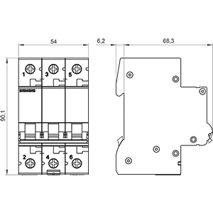 SIEMENS MCB, 5SL4, 3P, 50A, 10kA, B - Gambar 3