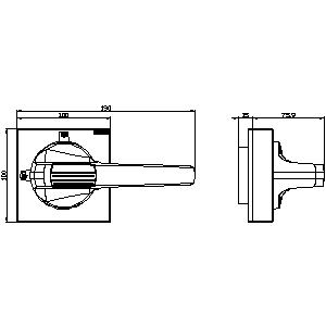 SIEMENS ACC MCCB, 8UD, HANDLE WITH MASKING PLATE STANDARD SIZE 100x 100, FOR SHAFT 10x 10, 0-I, HANDLE SIZE 140mm ACCESSORY FOR 3KD SIZE 4 3KF SIZE 4 - Gambar 3