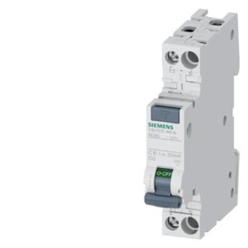 SIEMENS RCBO, COMPACT PERSONAL AND FIRE PROTECTION, 5SV1 RCBO OVERVIEW 4,5 kA IN ONLY 1MW, 1P + N, 30 mA,  C CHARACTERISTIC, TYPE AC, 10A