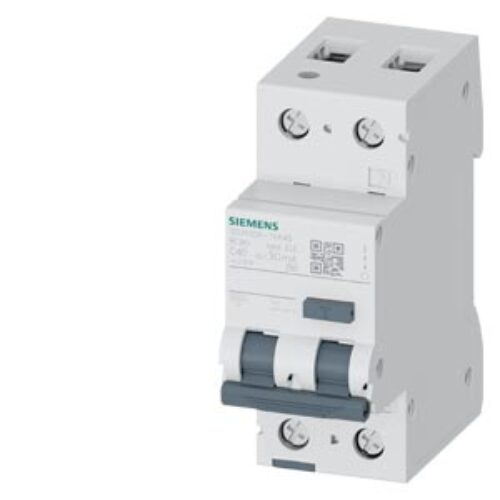SIEMENS RCBO, RESIDUAL CURRENT PROTECTIVE DEVICES, 5SU9, WITH INTEGRAL OVERCURRENT PROTECTION 1P+N; 230 V AC; 6 kA, 40A