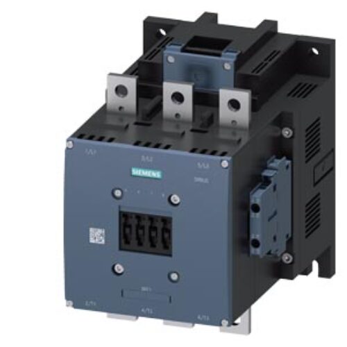 SIEMENS MOTOR STARTER CONTACTOR, 3RT1, 3P, 500A, 250kW, 2NO+2NC, 220…240 VAC/DC, SIZE S12