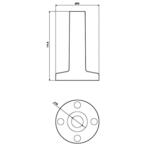 SIEMENS COMMANDING AND SIGNALING DEVICES, SIGNALING COLUMNS, 70 MM DIAMETER, MOUNTING, 8WD44, FOOT WITH PIPE, PIPE LENGTH 100MM - Gambar 3