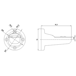 SIEMENS COMMANDING AND SIGNALING DEVICES, SIGNALING COLUMNS, 70 MM DIAMETER, MOUNTING, 8WD44, BRACKET FOR WALL MOUNTING (MOUNTING W/O FEET & PIPE) FOR SINGLE-SIDED MOUNTING - Gambar 3