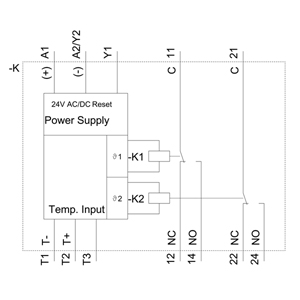SIEMENS MONITORING RELAYS, TEMPERATURE RELAYS 3RS2, TEMPERATURE MONITORING RELAYS DIGITAL DEVICE, 1 SENSOR, 2 THRESHOLD VALUES, CONTACT 2 CO, PT100, PT1000, KTY83-110, KTY84, NTC, TYPE J, K, T, E, N, S, R, B, 24…240 VAC/DC - Gambar 6