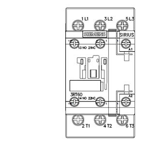 SIEMENS MOTOR STARTER CONTACTOR, 3RT6, 38...50A, 18,5kW, 1NO+1NC, 110 VAC COIL, SIZE S0 - Gambar 3