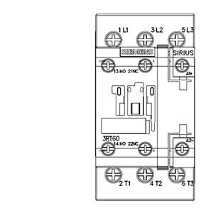 SIEMENS MOTOR STARTER CONTACTOR, 3RT6, 3P, 32...50A, 15kW, 24VDC COIL, 1NO+1NC, SIZE S0 - Gambar 3