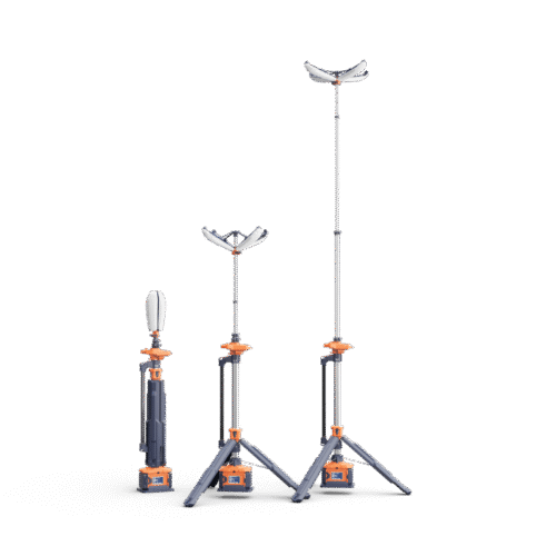 COMING, PORTABLE LIGHT, PETAL LIGHT TOWER, 1.58M-3.3M, 8000LM (AC-14000LM), IP66, AC DIRECT PLUG-IN AVAILABLE, +2 D24-100 BATTERY AVAILABLE