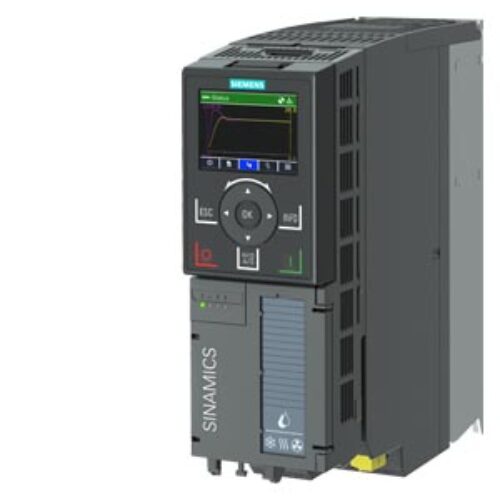 SIEMENS SINAMICS, G120X RATED POWER: 1.5 kW At 110% 60s, 100% 240 s UNFILTERED 380-480 V 3 AC +10/-20% 47-63 Hz AMBIENT TEMPERATURE -20 to +45 °C SIZE: FSA DEGREE OF PROTECTION IP20 / UL OPEN TYPE PAINTING 3C2 WITH BASIC OPERATOR PANEL