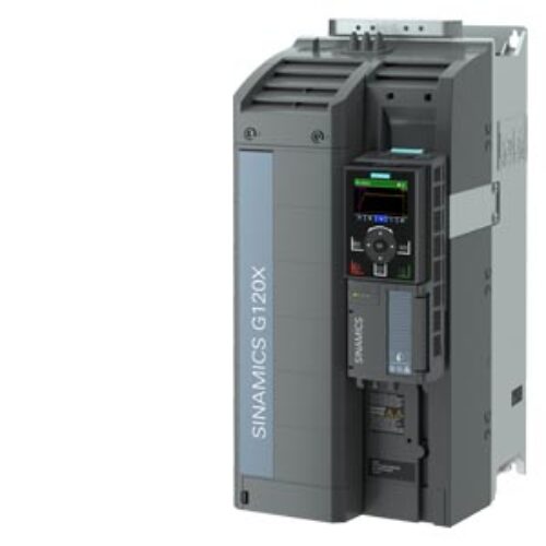 SIEMENS SINAMICS, G120X RATED POWER: 18.5 kW At 110% 60s, 100% 240 s UNFILTERED 380-480 V 3 AC +10/-20% 47-63 Hz AMBIENT TEMPERATURE -20 TO +45 °C SIZE: FSD DEGREE OF PROTECTION IP20 / UL OPEN TYPE PAINTING 3C2 WITH BASIC OPERATOR PANEL