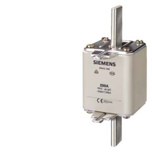 SIEMENS FUSE, 3NA, LV HRC FUSE ELEMENT, NH3, In: 630 A, gG, Un AC: 500 V, Un DC: 440 V, FRONT INDICATOR, LIVE GRIP LUGS