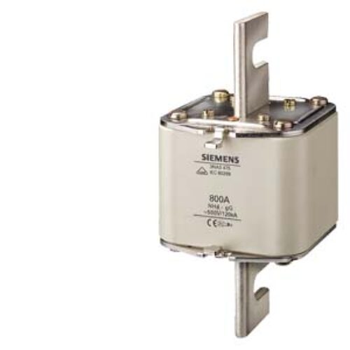 SIEMENS FUSE, 3NA, LV HRC FUSE ELEMENT, WITH SCREW CONTACTS, NH4, IN: 1250 A, gG, UN AC: 500 V, UN DC: 400 V, FRONT INDICATOR, LIVE GRIP LUGS
