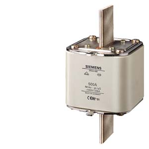 SIEMENS FUSE, 3NA3, LV HRC FUSE ELEMENT, NH4a, In: 500 A, gG, UN AC: 500 V, UN DC: 400 V, FRONT INDICATOR, LIVE GRIP LUGS