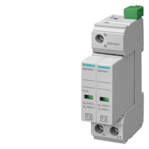 SIEMENS OVERVOLTAGE PROTECTION DEVICES, TYPE 2 REQUIREMENT CLASS C, UC 350V PROTECTIVE MODULES 2-POLE, 1+1 CIRCUIT FOR TN-S AND TT SYSTEMS WITH FRN DISPLAY AND NARROW DESIGN