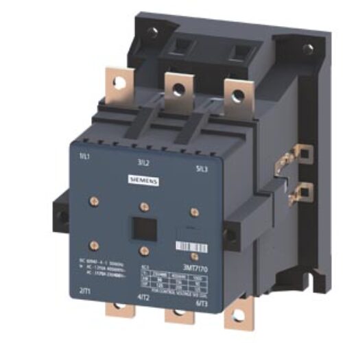 SIEMENS POWER CONTACTOR, SINOVA, 3MT7, 3P, 170…210A, 90kW, 1NO+1NC, 380VAC, SIZE S6