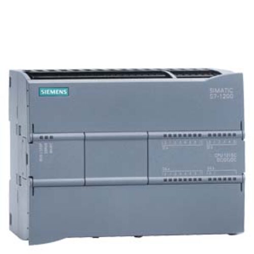 SIEMENS SIMATIC, S7-1200 CPU 1215C, COMPACT CPU, DC/DC/DC, 2 PROFINET PORTS, ONBOARD I/O: 14 DI 24 V DC; 10 DO 24 V DC; 0.5 A; 2 AI 0-10 V DC, 2 AO 0-20 mA DC, POWER SUPPLY: DC 20.4-28.8 V DC, PROGRAM/DATA MEMORY 200 KB