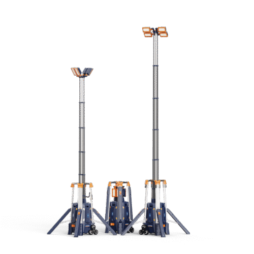 COMING, PORTABLE LIGHT FULL PACKAGE,1.2M-4.2M, BATTERY 33.000LM, (AC-62,000LM), ADJUSTABLE BEAM ANGLE, IP65, 50KG, 20GP CONTAINER – 27 UNITS, 40GP CONTAINER – 54 UNITS, +3 D24-500 BATTERY, +1 MC-2H CHARGER